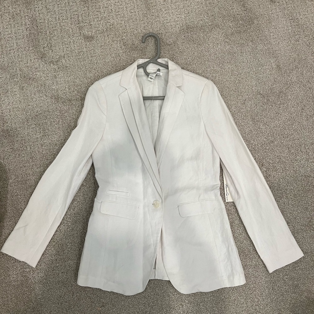 Linen blend white blazer